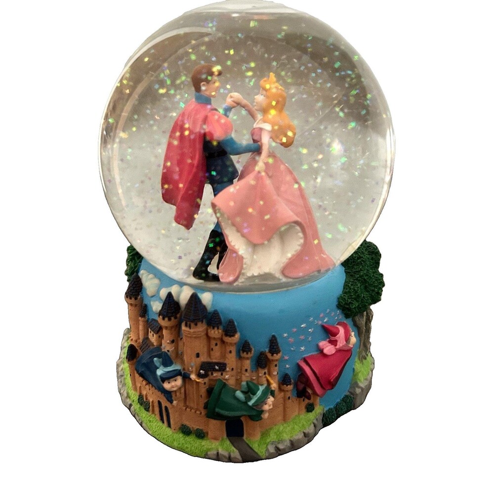 Disney SLEEPING BEAUTY Musical Snow Globe Plays Once Upon a Dream Enesco